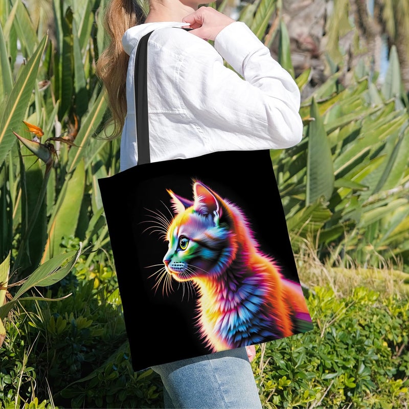 ANNA QUEEN Cat Tote Bag Shoulder Bag Handle Bag for Gym Yoga Picnic Beach Kitchen Reusable - Image 3